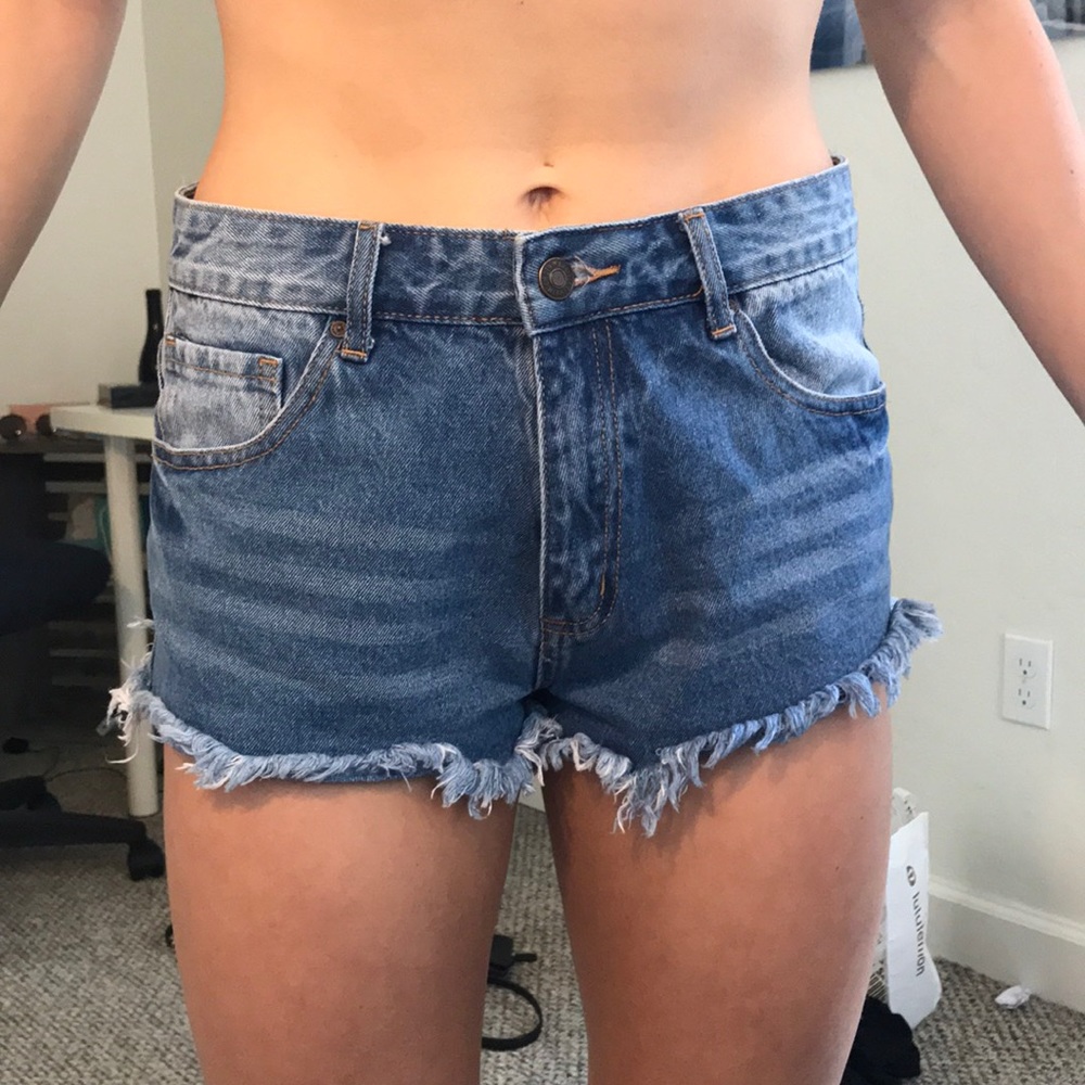 Mid/high rise jean shorts